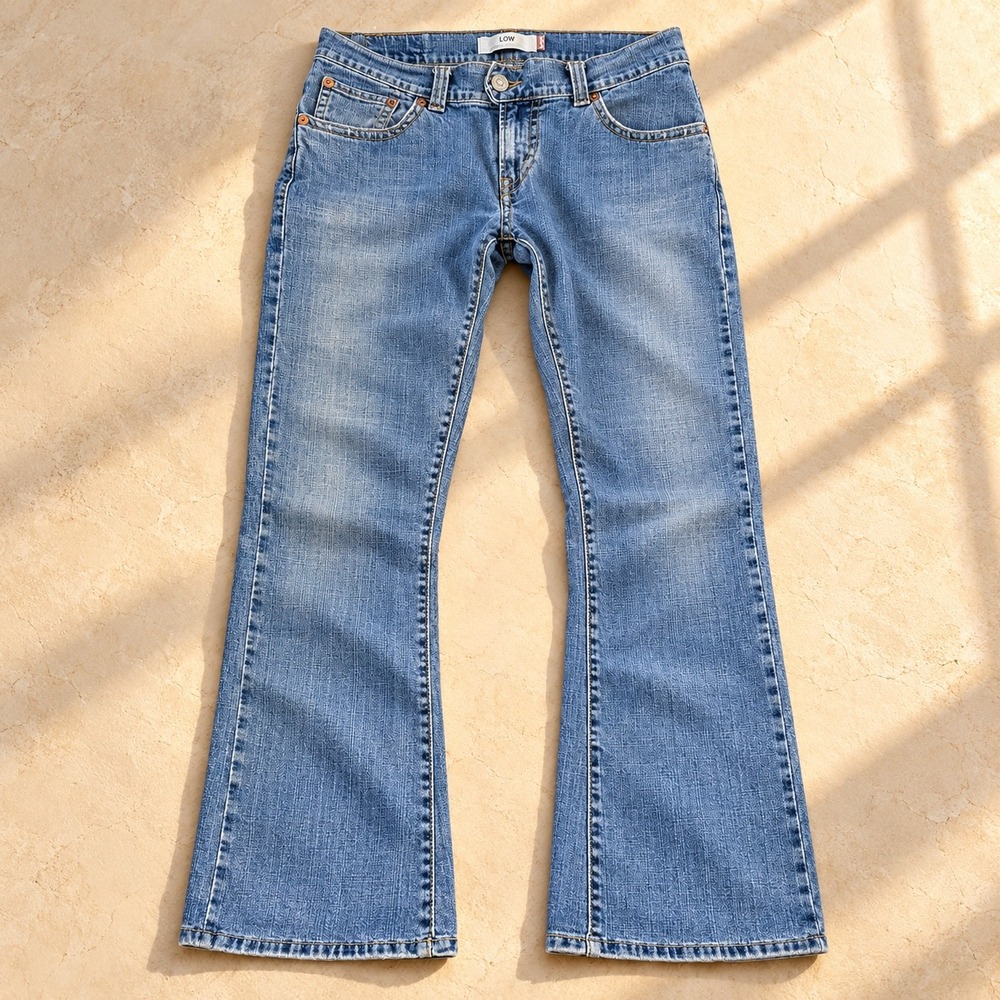 Levis 542 Low Rise Flare Jeans Medium Wash Blue Denim 12M Y2K Boho 90s Revival